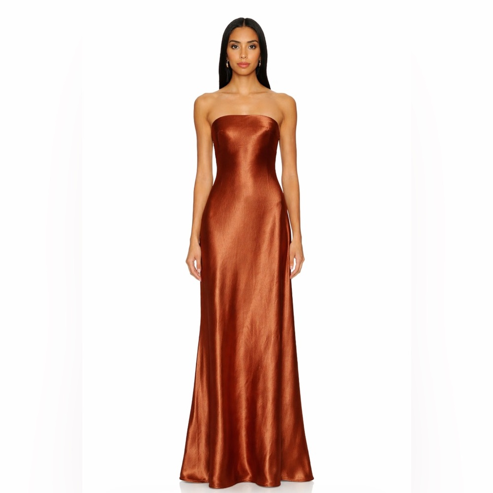 Lovers and Friends Small Lucy Strapless Gown Copper Bronze Open Back